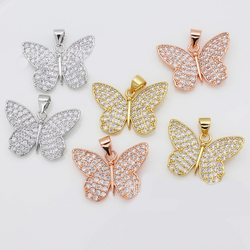 CZ Gold Silver Butterfly Charms