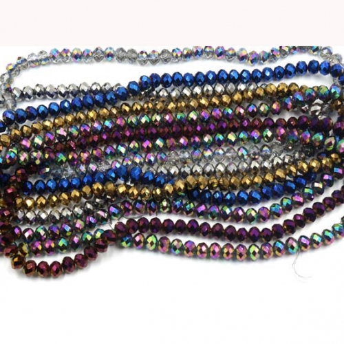 Plating Faceted Rondelle Glass Beads, 13 Colors Available
