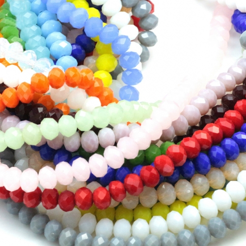 Faceted Rondelle Glass Beads, Jade Color, 22 Colors Available