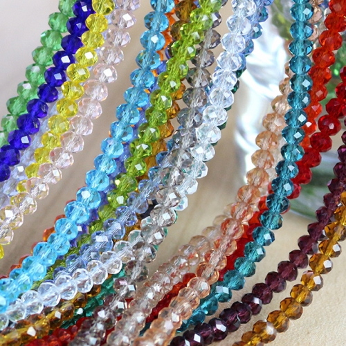 Faceted Rondelle Glass Beads, 19 Colors Available