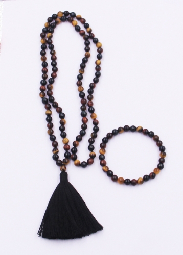 Handmade Knoted 108 Malas Tiger Eye Necklaces and Bracelets