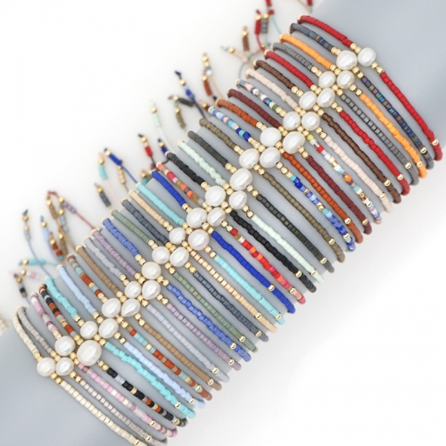 Handmade Adjustable Baraque Pearl Miyuki Seed Beads Bracelets
