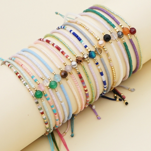 Handmade Adjustable Small Miyuki Seed Beads Bracelet